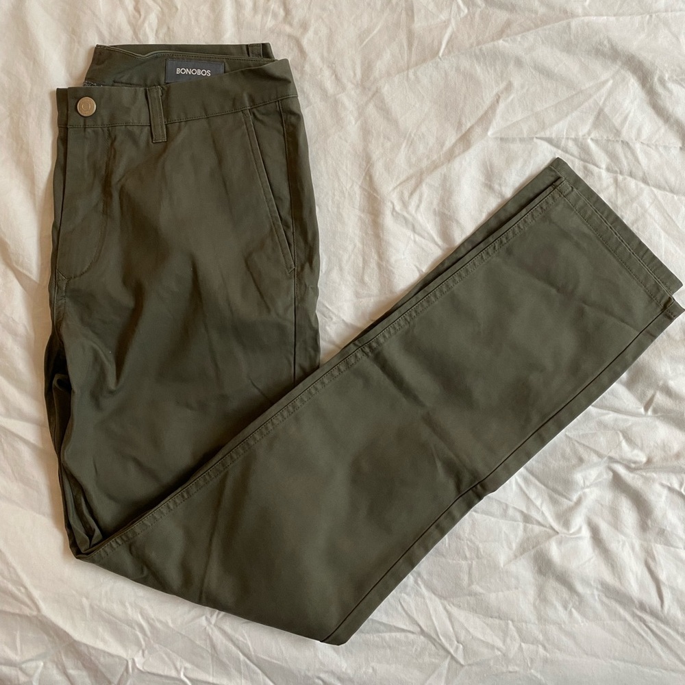 Bonobos dark green slim fit chino pants